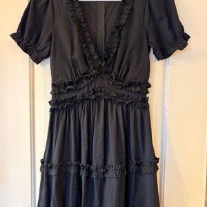 Miami Black Ruffle Midi Dress